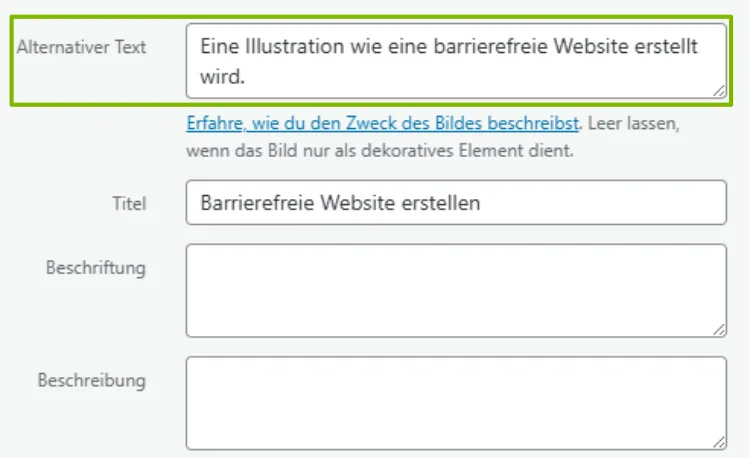 Wordpress-ALT-Text An dieser Stelle fügen Sie den WordPress-ALT-Text hinzu.