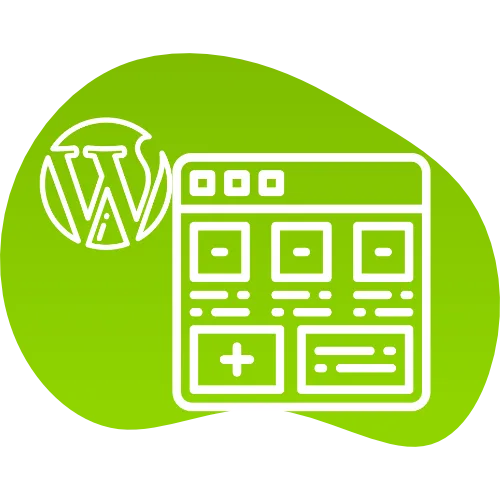 Homepage 3 Ein Blob mit einem Website Icon und einem WordPress Icon daneben.