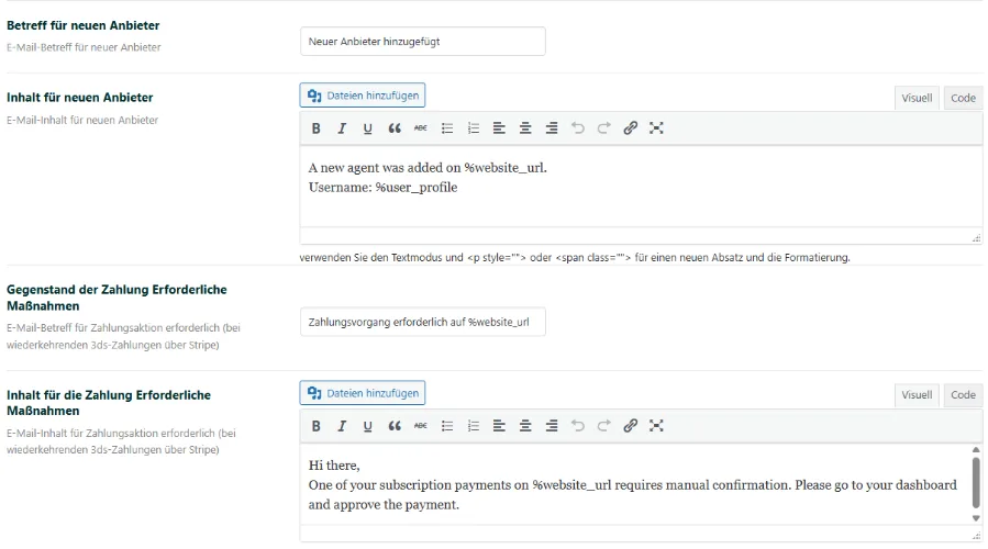 Immo-System_Mail-Vorlagen Das Backend um die Mail Vorlagen zu verändern.