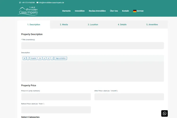 Immobilienmakler-System_Neues-Inserat Die Frontend Schritt für Schritt Anleitung zum Inserieren.