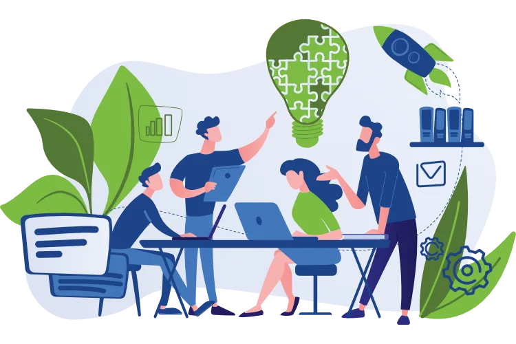 SEO-Workshop Eine Illustration eines Teams beim SEO-Workshop.
