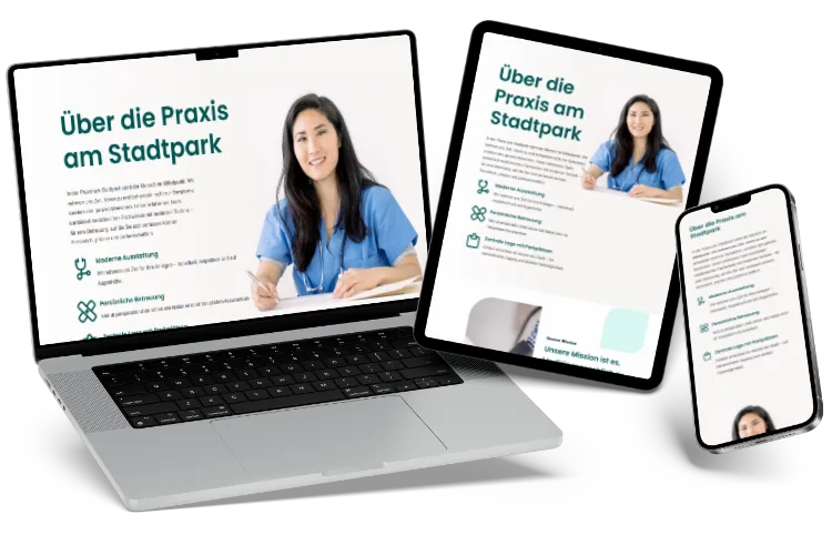 Arzt-Website_Ueber-uns-Vorschau Eine Vorschau der Über uns Seite der Ärzte Website.