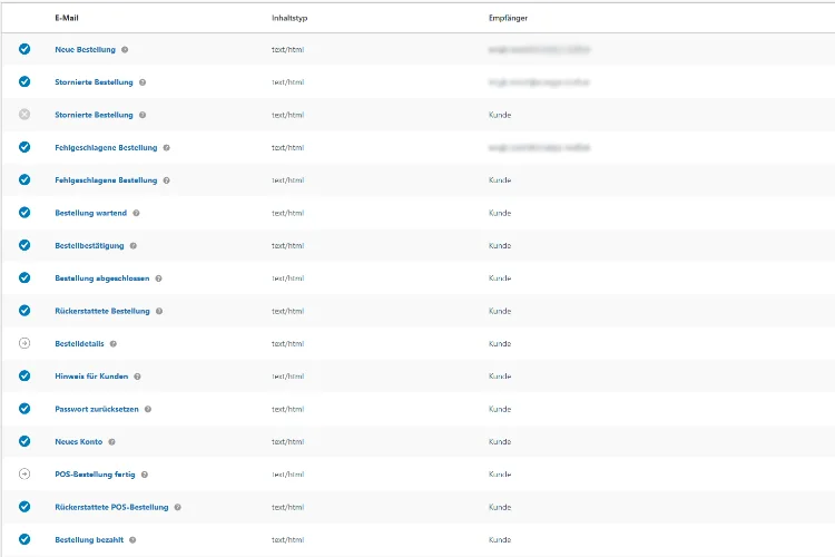 Onlineshop-automatische-Mails Alle Automatisierten Mails des Shops
