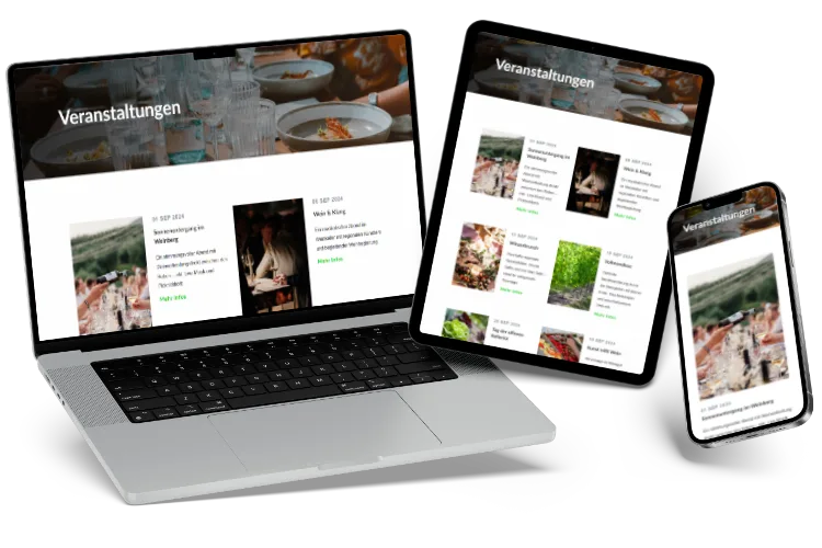 Weingut-Website_Veranstaltungen-Vorschau Eine Vorschau einer Veranstaltungsseite einer Weingut Website.