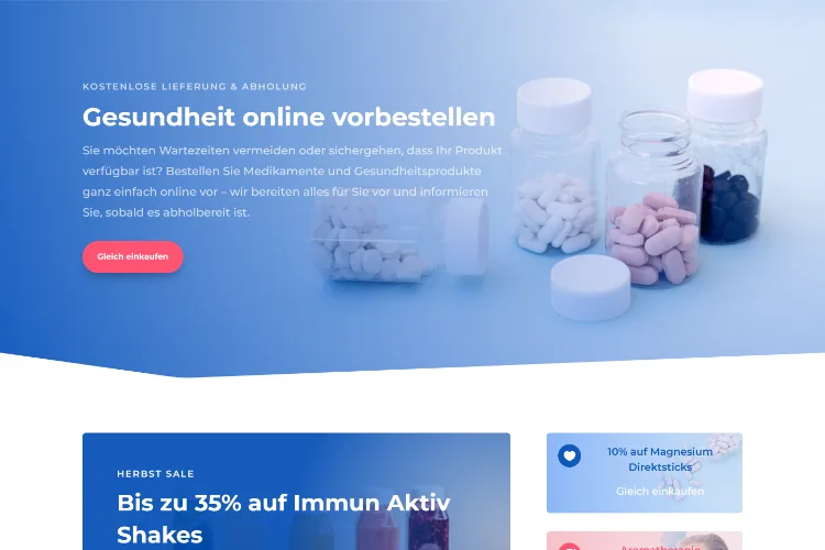 Apotheke-Online-Shop Ein Screenshot eines Online-Shops einer Apotheke.
