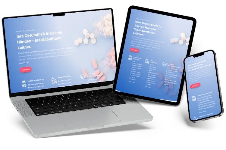Apotheker-Webdesign_Vorschau Eine Vorschau eines Webdesigns für Apotheken.
